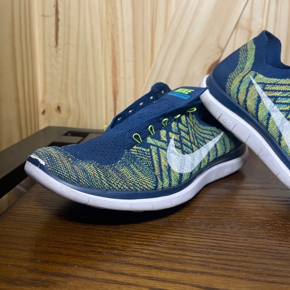 Nike Free 4.0 Flyknit Men’s Blue Green Running Shoes Size 11 Style 717075-402 - Picture 3 of 9